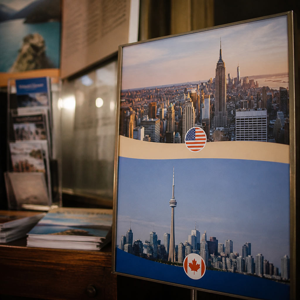 Cảnh quan đô thị New York với những tòa nhà chọc trời cao vút, thể hiện sự xa hoa và năng động của nước Mỹ trong so sánh tour Mỹ và Canada 2026.